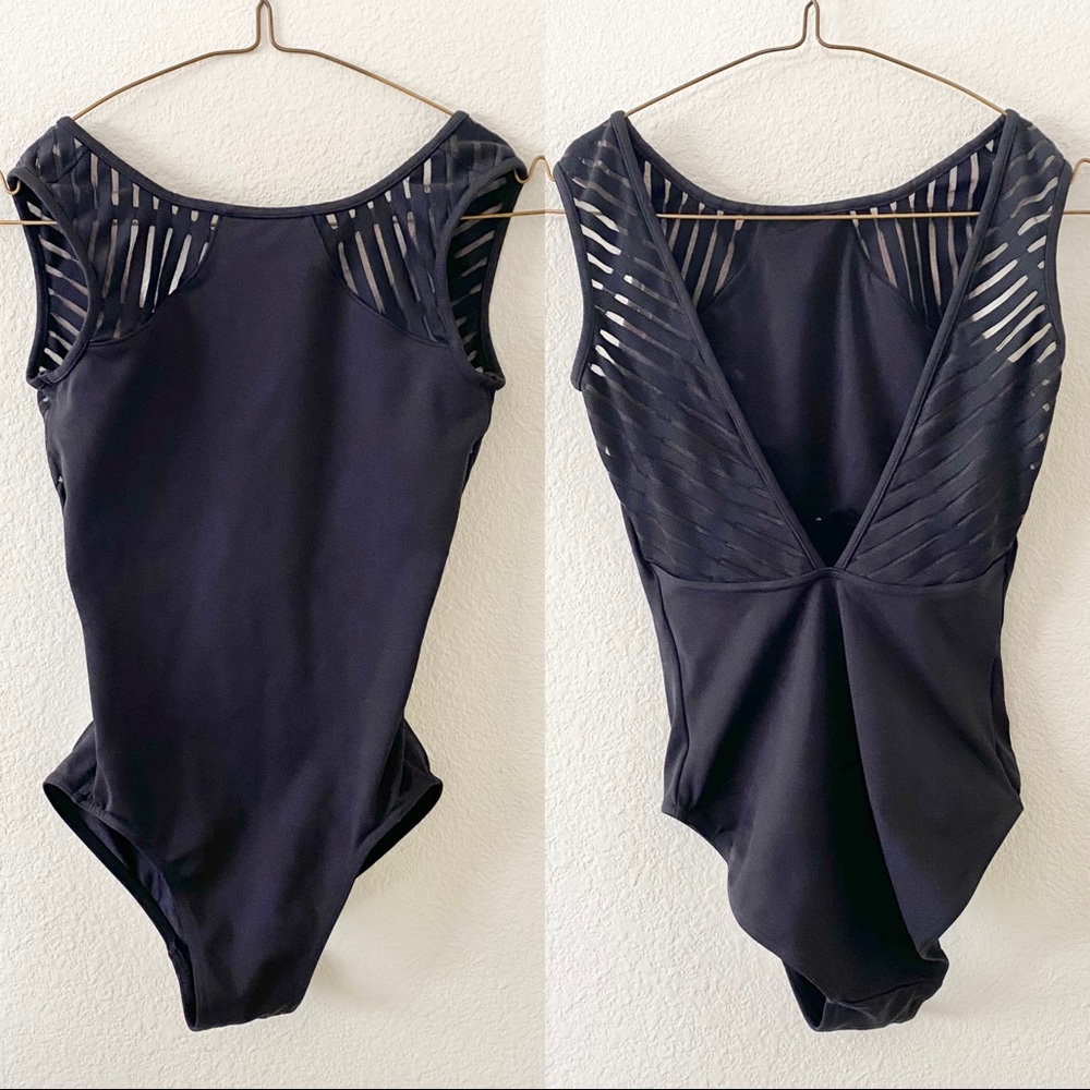 Bloch Mirella Black Boatneck Mesh Tank Leotard
